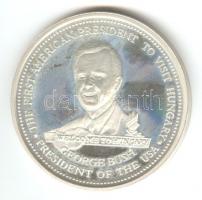 1989. "George Bush látogatása Magyarországon" Ag (0.900) emlékérem. Szign: SZG (43mm/35.6g...