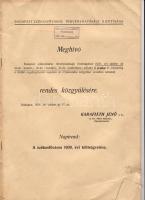 1938 Meghívó Budapset Székesfőváros rendes közgyűlésére; Karafiáth Jenő főpolgármester