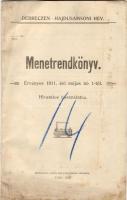 1911 Debreczen-Hajdúsámsoni helyi érdekű vasút menetrendkönyve