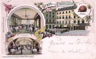 1899 Vienna Restaurant zum roten Igel litho (EK)