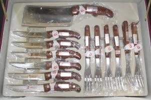 2000 körül készült Svájci kés készlet 25 dbos 6db villa és steakkés,  késélező, 2 db olló, sajtvágó ...