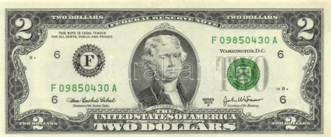 USA 2003. 2$ "F" (2x) egymás utáni sorszámmal T:I
USA 2003. 2 Dollars "F" (2x) s...
