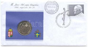 1991. János Pál pápa 100Ft, az első magyar érmés boríték-FDC T:BU