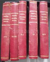 Lamartine, A[lphonse de]: A girondiak története. Fordította Jánosi Ferencz. 1–10 kötet (öt kötetbe kötve). Koplett! Pest, 1864–1865. Pfeifer Ferdinánd (Emich Gusztáv ny.) Első magyar kiadás. Egységes, aranyozott gerincű egészvászon kötésben