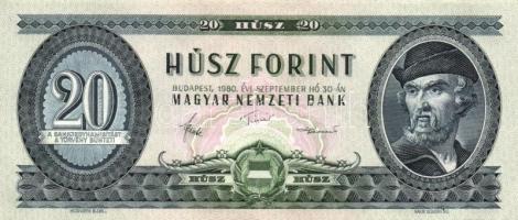 1980. 20Ft (4x) egymáshoz nagyon közeli sorszámúak T:I-