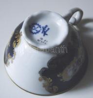 2db kézzel festett aranyozott modern Meisseni porcelán kávéscsésze és kistányér / Handpainted Meisse...