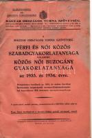1933 A M. Orsz. Torna Szövetség férfi és női közös szabadgyakorlat-anyaga; Bichler és Büchler nyomdája