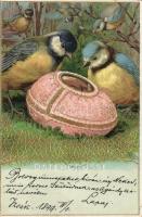 1899 Easter birds litho (small tear)