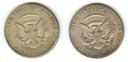 Amerikai Egyesült Államok 1968/69. 1/2$ Ag "Kennedy" (2x) T:2,2- USA 1968/69. 1/2 Dollar "Kennedy" (2x) C:XF,VF