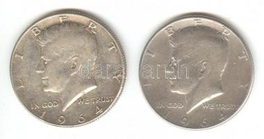 USA 1964. 1/2$ Ag "Kennedy" (2x) T:2-,3
USA 1964. 1/2 Dollar "Kennedy" (2x) C:VF...
