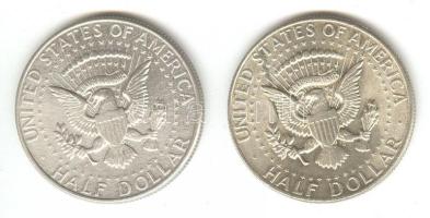 USA 1964. 1/2$ Ag "Kennedy" (2x) T:2-,3 USA 1964. 1/2 Dollar "Kennedy" (2x) C:VF,F