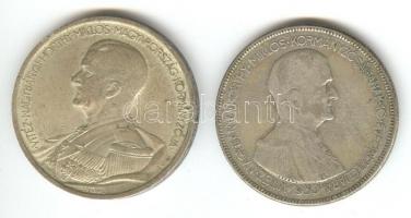 1930. 5P Ag "Horthy jobbra" + 1939. 5P Ag "Horthy balra" T:3,2-