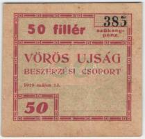 Budapest / Vörös Újság 1919. 50f T:I