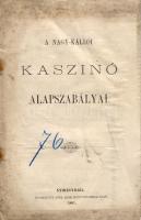 1897 A Nagy-Kállói Kaszinó alapszabályai; Jóba Elek nyomdája
