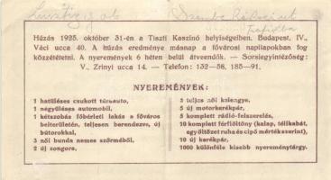 1925. "NYUROSZ"-Nyugdíjas Katonatisztek Országos Szövetsége sorsjegy 10.000K T:II
