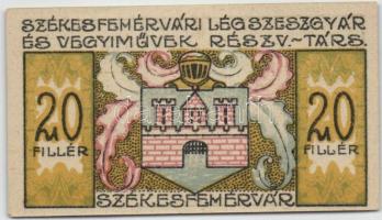 Székesfehérvár 1921. Légszeszgyár és Vegyiművek Rt. 20f utalvány T:I