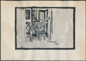 1968 Tótfalusi A. jelzéssel: 5db tusrajz, 12x18 cm