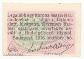Budapest / Hadisegélyező Hivatal 1916. 10f T:I