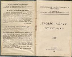 A Magyarországi Vas- és Fémmunkások Szövetségének tagsági könyve