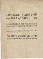 Jogkari tanrend órarenddel az 1907-08 tanévre