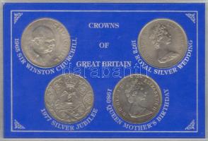 Nagy-Britannia 1965-1980. 1C (4x) klf verete eredeti plasztiktokban T:1 /  Great Britain 1965-1980. 1 Crown 4 different motives in original plastic box C:UNC