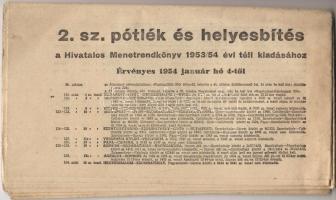 1953 2. Számú pótlék a Hivatalos Menetrendkönyvhöz