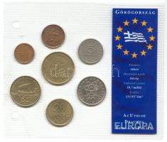 Görögország 1976-94. 1Dr-100Dr 7klf darab "Az utolsó Drachma forgalmi pénzek" szettben T:1,2 Greece 1976-94. 1 Drachma - 100 Drachma, 7 different coins "The Last Drachma coins" set C:Unc,XF