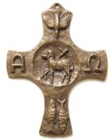 Bronz kereszt ókeresztény motívumokkal / brass -cross 9,5x7,2cm