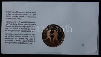 1992. "Barcelona-magyar csapat" emlékérem bélyeges borítékon, elsőnapi bélyegzéssel T:PP