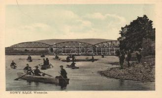 Nowy Sacz lake, boat, bridge