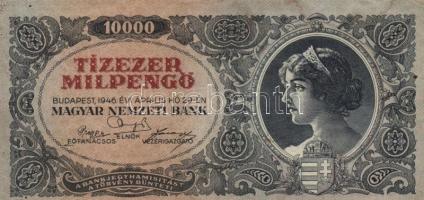 1946. 10.000MP (7x) különböző színárnyalatok és nagyon alacsony sorozatszámúak is T:II,II-