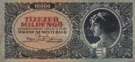 1946. 10.000MP (7x) különböző színárnyalatok és nagyon alacsony sorozatszámúak is T:II,II-