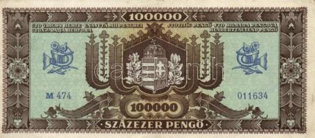 1945. 100.000P (11x) közte különböző színváltozatok T:II,II-