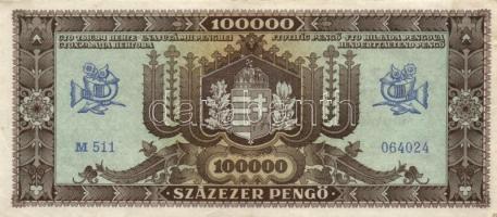 1945. 100.000P (11x) közte különböző színváltozatok T:II,II-