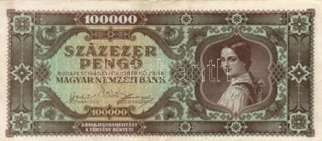 1945. 100.000P (11x) közte különböző színváltozatok T:II,II-