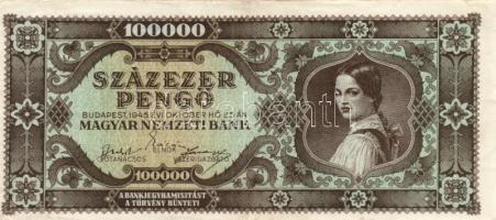 1945. 100.000P (11x) közte különböző színváltozatok T:II,II-