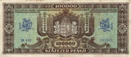 1945. 100.000P (11x) közte különböző színváltozatok T:II,II-