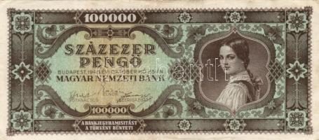 1945. 100.000P (11x) közte különböző színváltozatok T:II,II-