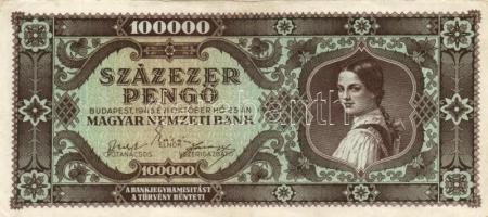 1945. 100.000P (11x) közte különböző színváltozatok T:II,II-