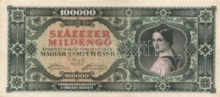 1946. 100.000MP (8x) köztük eltérő színárnyalatok T:II,II-