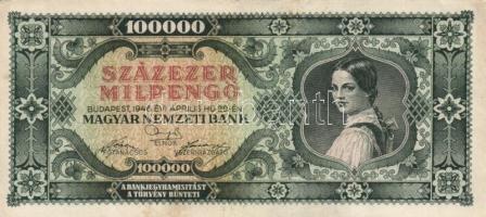 1946. 100.000MP (8x) köztük eltérő színárnyalatok T:II,II-