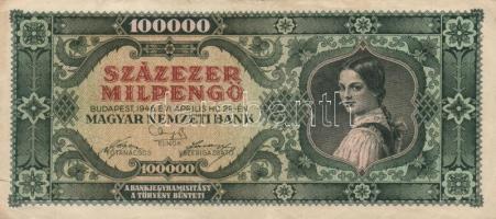 1946. 100.000MP (8x) köztük eltérő színárnyalatok T:II,II-