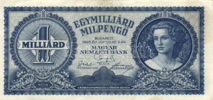 1946. 1.000.000.000MP (5x) eltérő színárnyalatúak T:I-,II