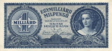 1946. 1.000.000.000MP (5x) eltérő színárnyalatúak T:I-,II