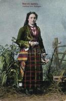Bulgarian folklore, woman in national costume, near Rhodope