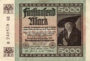 Német Birodalom /Weimari Köztársaság 1922. 5000M (3x) T:II
Germany/Weimar Republic 1922. 5000 Mark (...