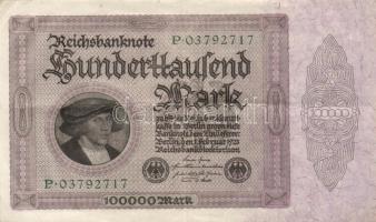 Német Birodalom /Weimari Köztársaság 1923. 100.000M kettő sorszámmal (3x) T:II,II-
Germany/Weimar Re...