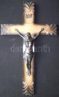 Fa-bronz feszület a lábánál kicsit sérült/  wood-brass crucifix 50x30cm