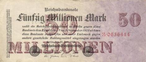 Német Birodalom /Weimari Köztársaság 1923. 20.000.000M hétjegyű sorszám (10x) T:II-,III
Germany/Weim...