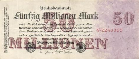 Német Birodalom /Weimari Köztársaság 1923. 20.000.000M hétjegyű sorszám (10x) T:II-,III
Germany/Weim...